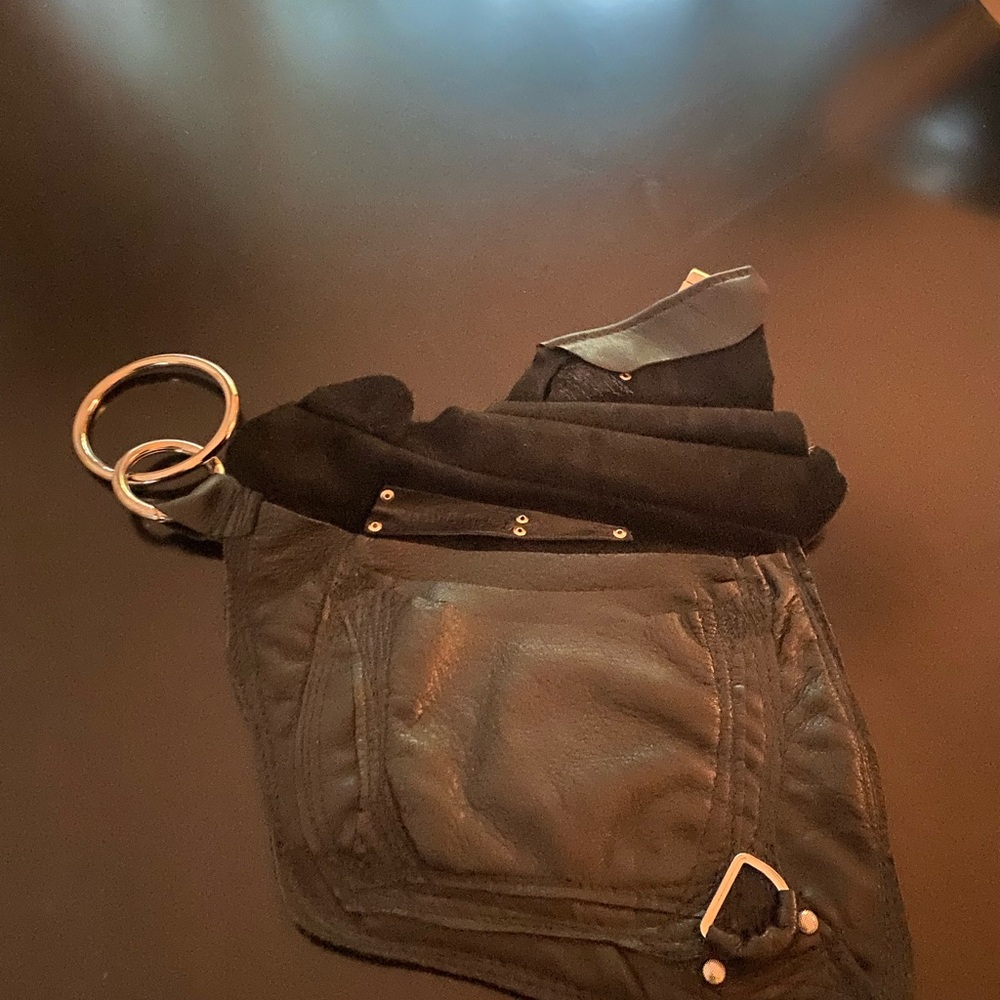 Chic Black Belt Bag with Silver Rings